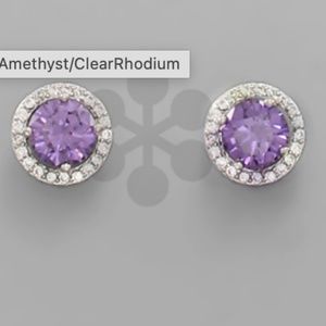 Amethyst Cubic Zirconia Stud Earrings